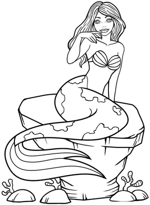 Adorable Mermaid Coloring Page
