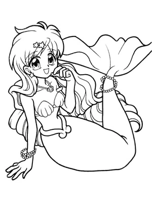 Happy Mermaid Coloring Page