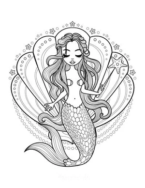 Magical Mermaid Coloring Page