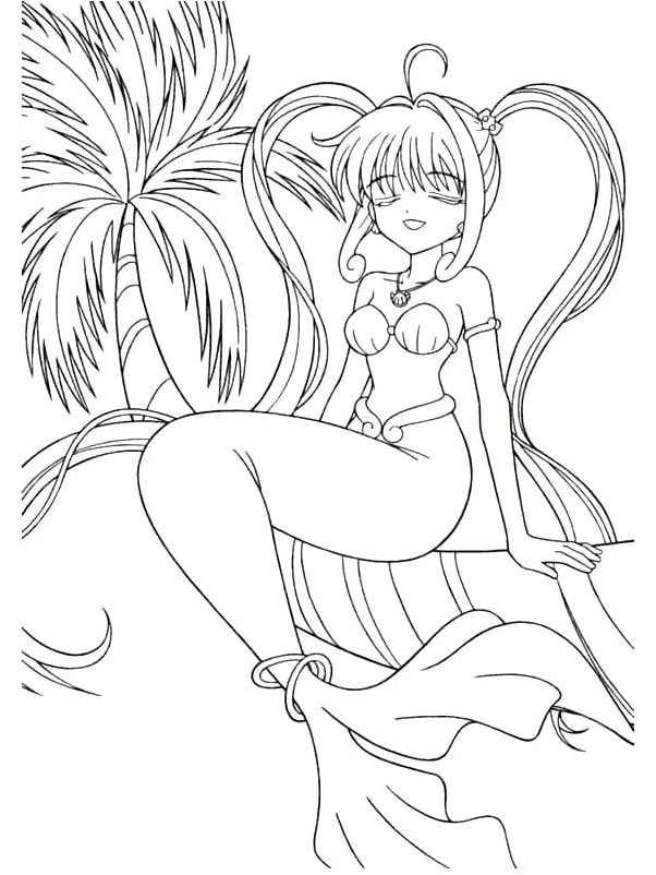 Mermaid from an Anime Coloring Page