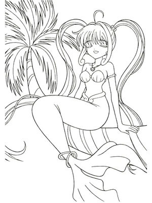 Mermaid from an Anime Coloring Page