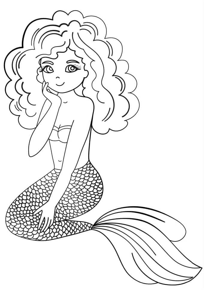 Printable Cute Mermaid Coloring Page