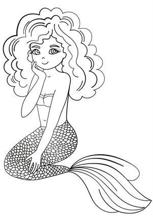 Printable Cute Mermaid Coloring Page