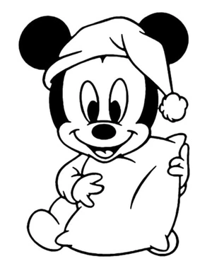 Amusing Mickey Mouse with a Pillow Coloring Page