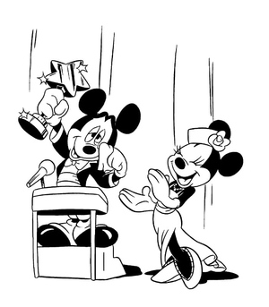 Joyful Mickey Mouse and Minnie Mouse