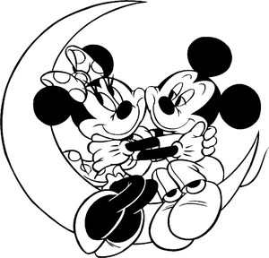 "Mickey and Minnie Mouse on the Moon" - Reimagined Coloring Page