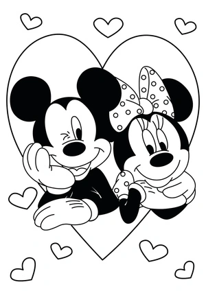 Mickey Mouse and Minnie Mouse as a Couple Coloring Page