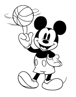 Mickey Mouse with a Basketball Coloring Page