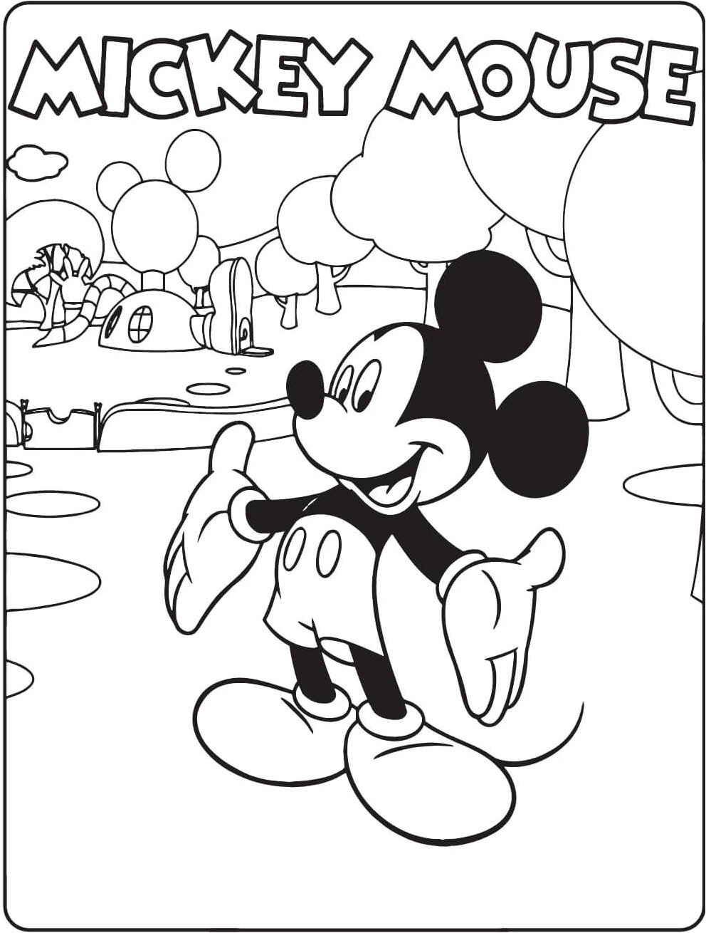 Mickey Mouse with Attitude Coloring Page