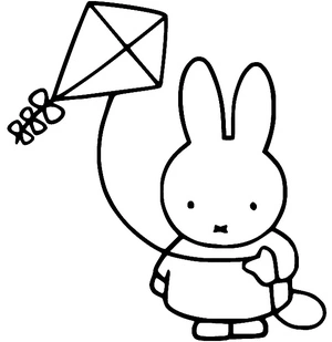 Miffy flying a Kite Coloring Page