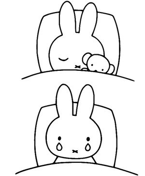 Miffy resting on a bed Coloring Page