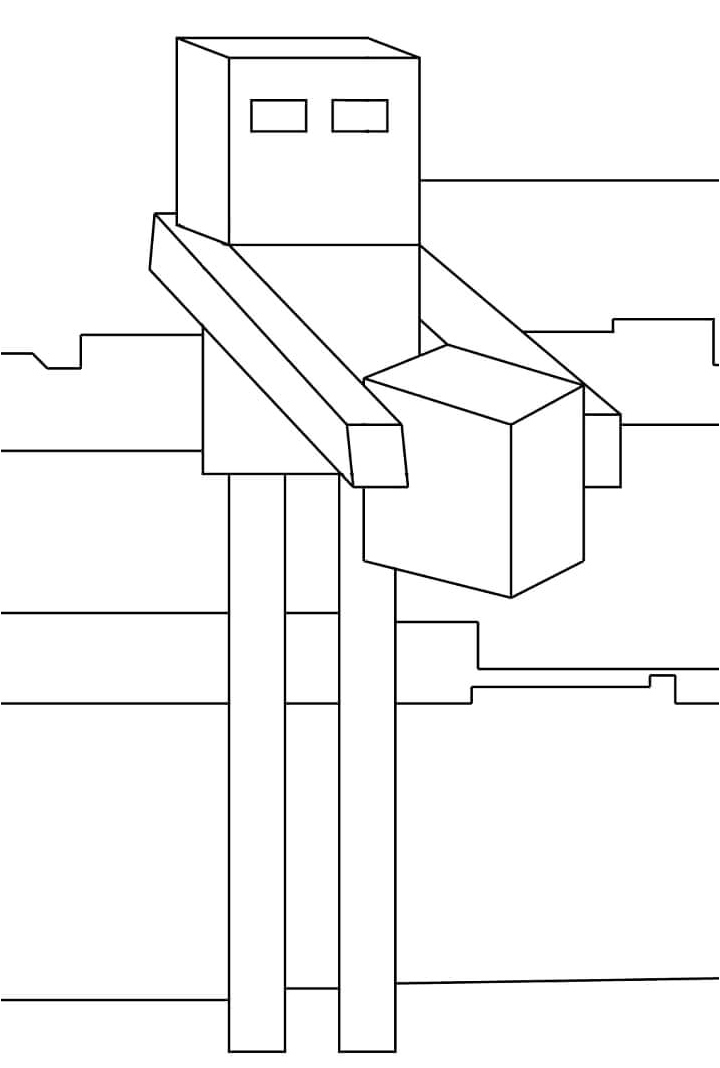 An Enderman Holding a Block Coloring Page