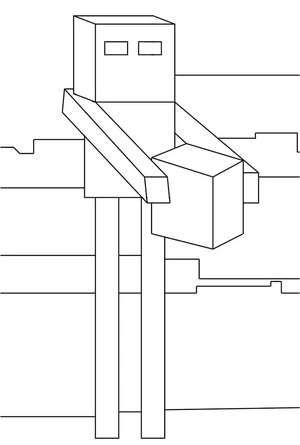 An Enderman Holding a Block Coloring Page