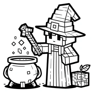 Magical Minecraft Coloring Page