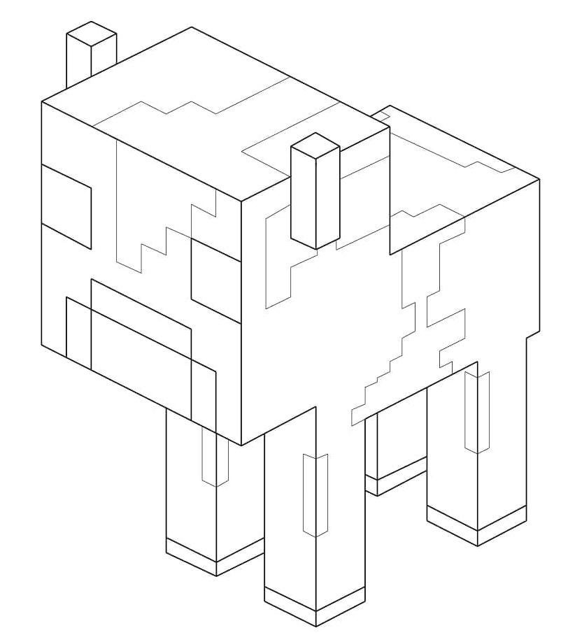 Minecraft Baby Cow Coloring Page