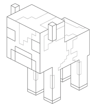 Minecraft Baby Cow Coloring Page