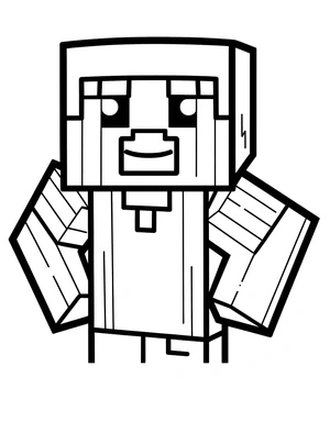 Minecraft Character Cartoon Coloring Page