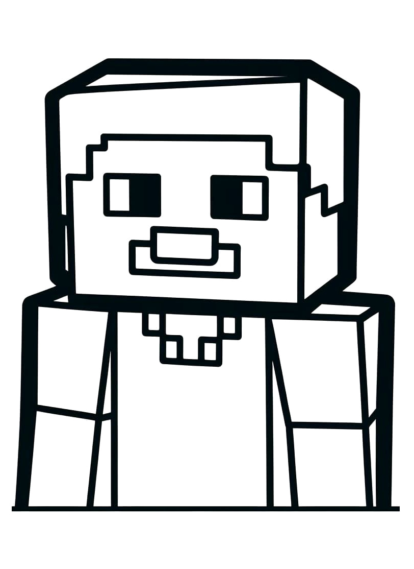 Minecraft Steve in Cartoon Style Coloring Page