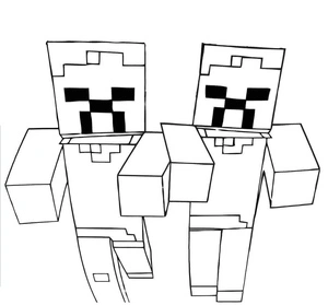 Two Minecraft Zombies - Coloring Page Coloring Page