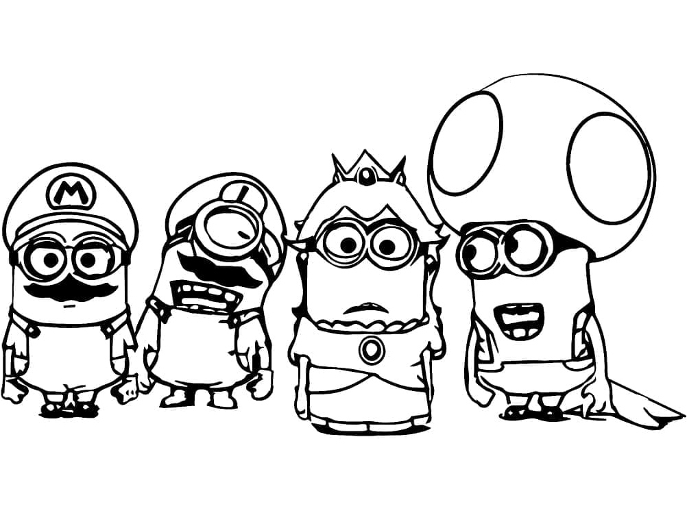 Mario Minions Coloring Page