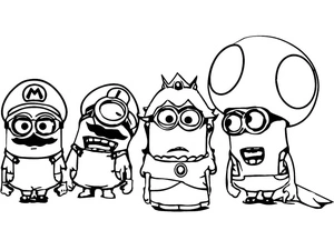 Mario Minions Coloring Page