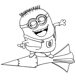 Minion and Rocket Color Page Coloring Page