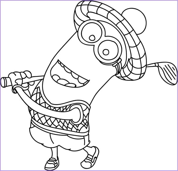 Minion Golfing Coloring Page