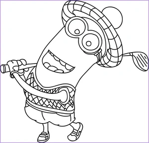 Minion Golfing Coloring Page