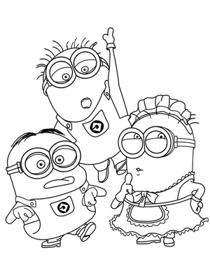 Simple Minion Squad Coloring Page