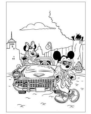 Mickey and Minnie sharing a cool moment Coloring Page