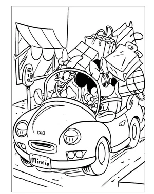 Minnie and Daisy Shopping Adventure Coloring Page