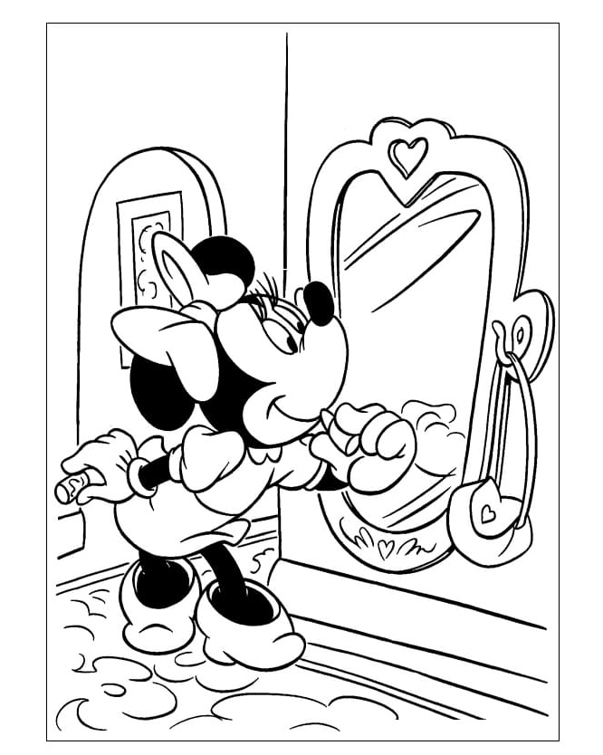 Minnie Painting Coloring Page