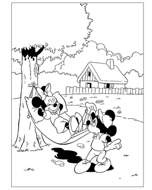Minnie Relaxing in a Hammock Coloring Page