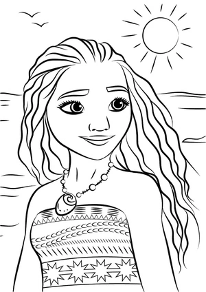 Happy Moana Coloring Page