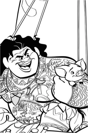 Maui and His Friend Pua Coloring Page