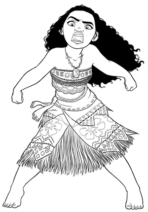 Moana in a Fierce Mood Coloring Page