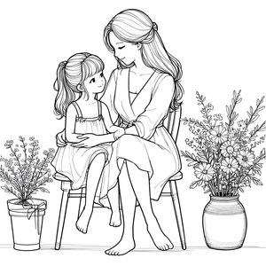 Mother and Daughter Coloring Page Coloring Page