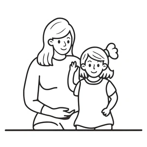 Simple Mother and Daughter Coloring Page