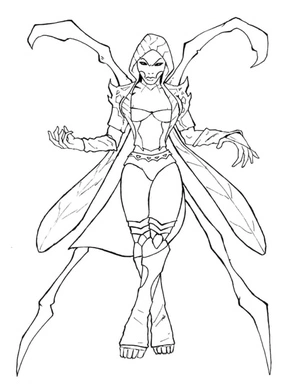 D'Vorah from Mortal Kombat Coloring Page