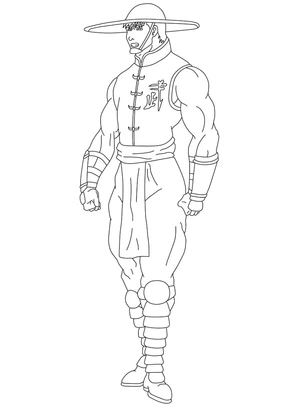 Kung Lao from Mortal Kombat Coloring Page