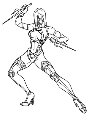 Mileena from Mortal Kombat Coloring Page