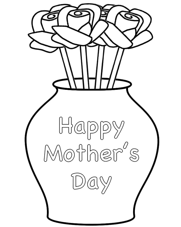 Mother's Day Flowers Happiness Coloring Page