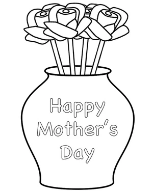 Mother's Day Flowers Happiness Coloring Page