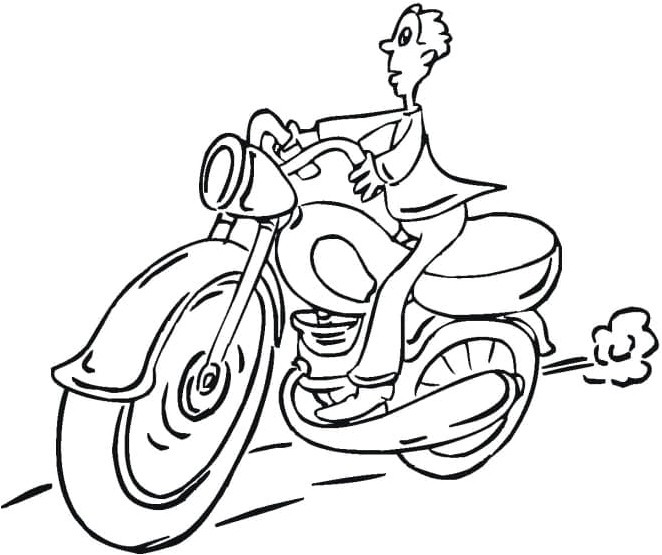 Man on a Motorcycle Coloring Page