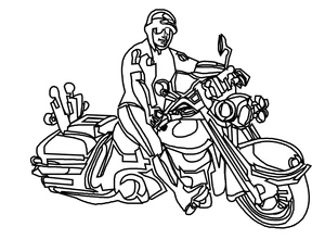 Man Riding a Motorcycle Coloring Page