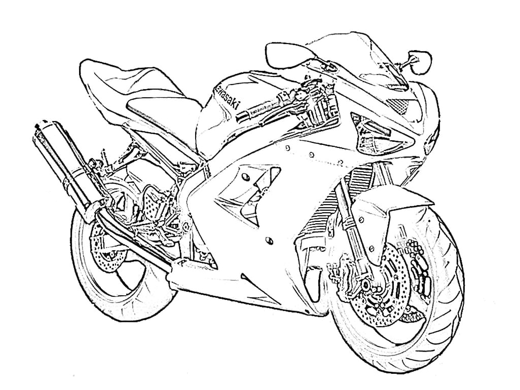 Motorcycle by Kawasaki Coloring Page