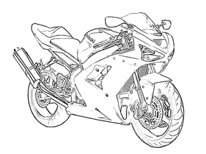 Motorcycle by Kawasaki Coloring Page