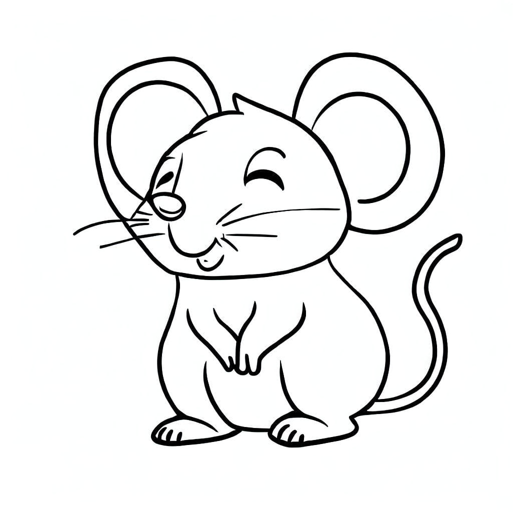 Happy Mouse Coloring Page