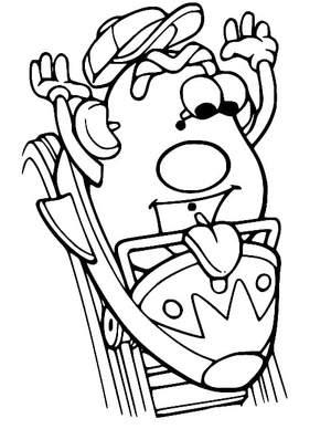 Mr. Potato Head Riding a Roller Coaster Coloring Page
