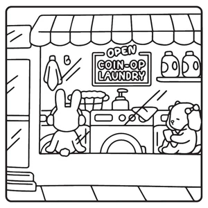 Laundry for My Fuzzy Buddies Coloring Page